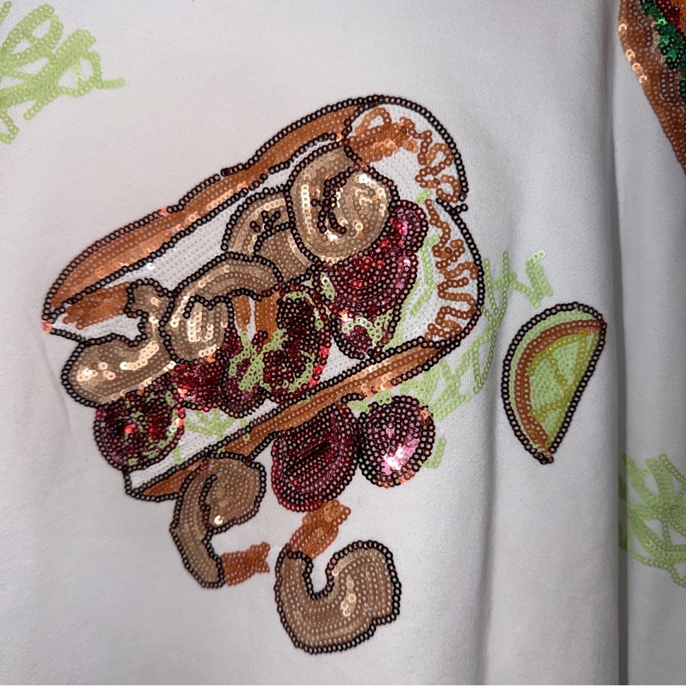 Queen Of Sparkles White Poboy Sweatshirt. - Picture 3 of 7